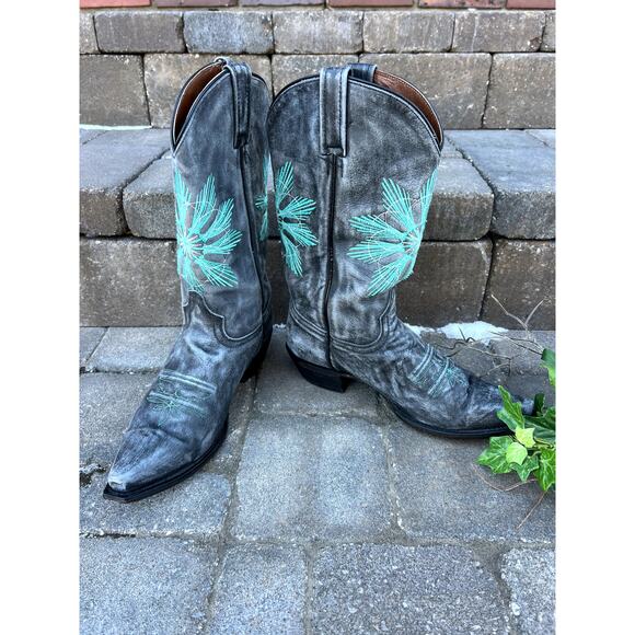 Eight Second Angel Cheyenne aged gray leather cowboy western boots size 9.5 - Picture 3 of 9